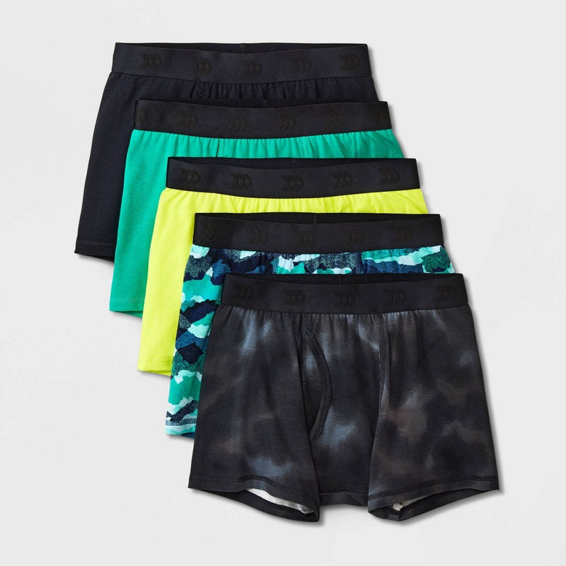 Boys' 5pk Boxer Briefs - All In Motion Green L