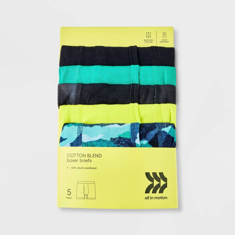 Boys' 5pk Boxer Briefs - All In Motion Green L