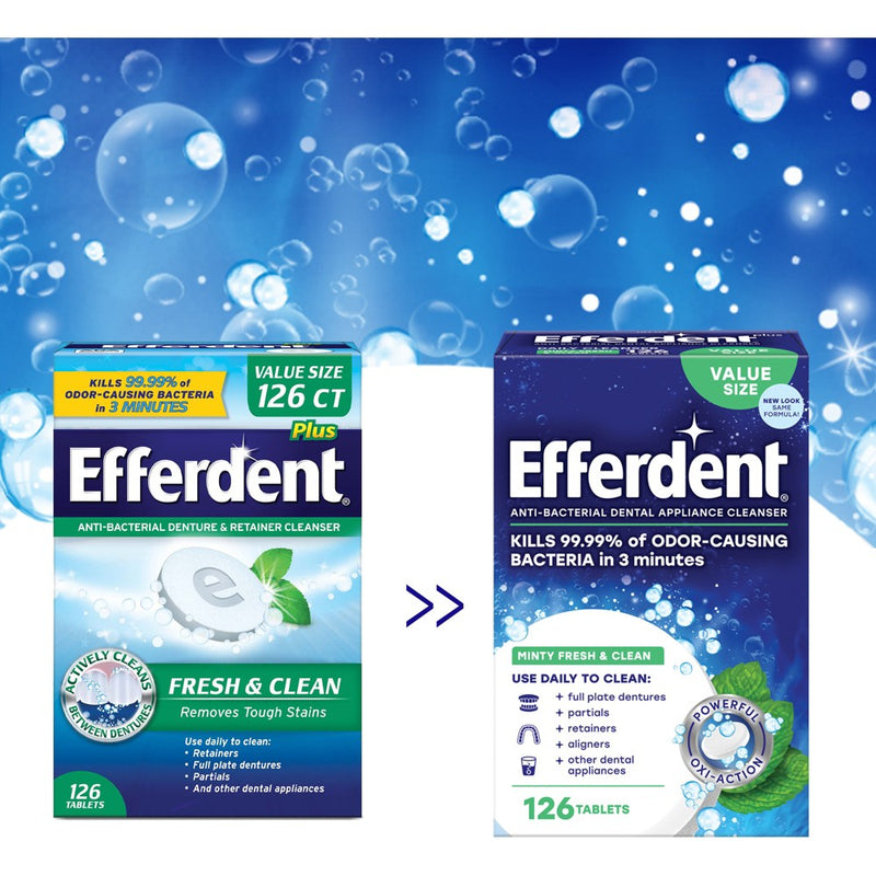 Efferdent Plus Mint Anti-Bacterial Denture Cleanser - 126ct