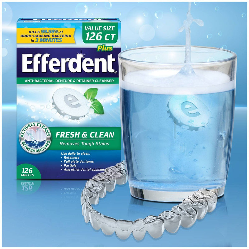 Efferdent Plus Mint Anti-Bacterial Denture Cleanser - 126ct