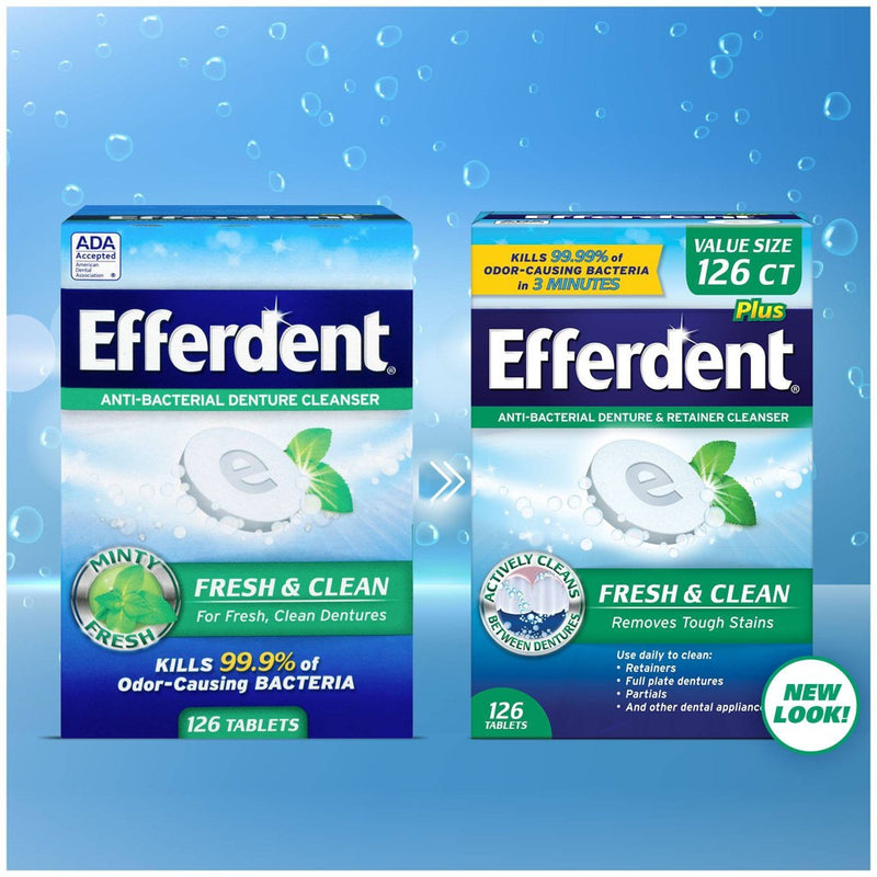 Efferdent Plus Mint Anti-Bacterial Denture Cleanser - 126ct