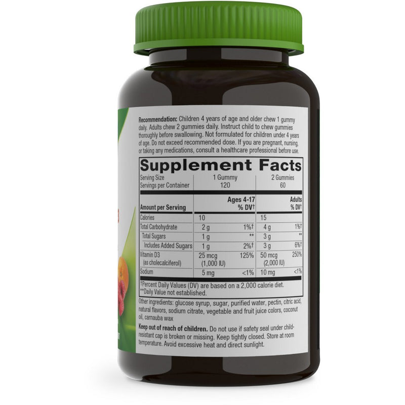 Nature's Way Vitamin D3 Gummies 2000 IU (50 mcg) - Mixed Fruit Flavored - 120ct