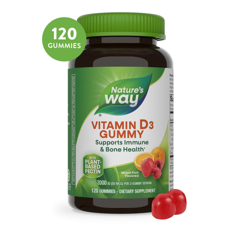 Nature's Way Vitamin D3 Gummies 2000 IU (50 mcg) - Mixed Fruit Flavored - 120ct