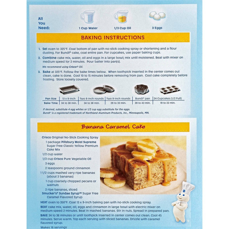 Pillsbury Sugar Free Classic Yellow Cake Mix - 16oz
