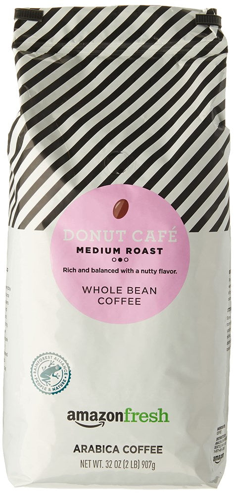 Amazon Fresh, Donut Cafe Whole Bean Coffee, Medium Roast, 32 Oz