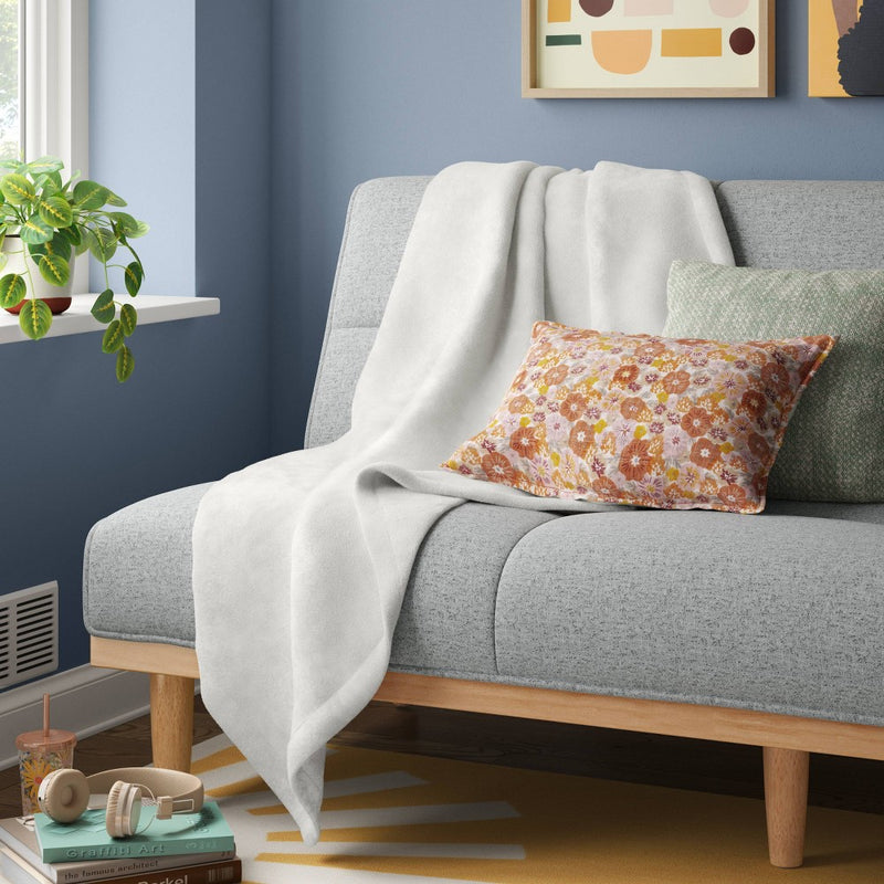 Plush Throw Blanket Ivory - Room Essentials: Midweight, Recycled Polyester, Machine Washable, 50x60"