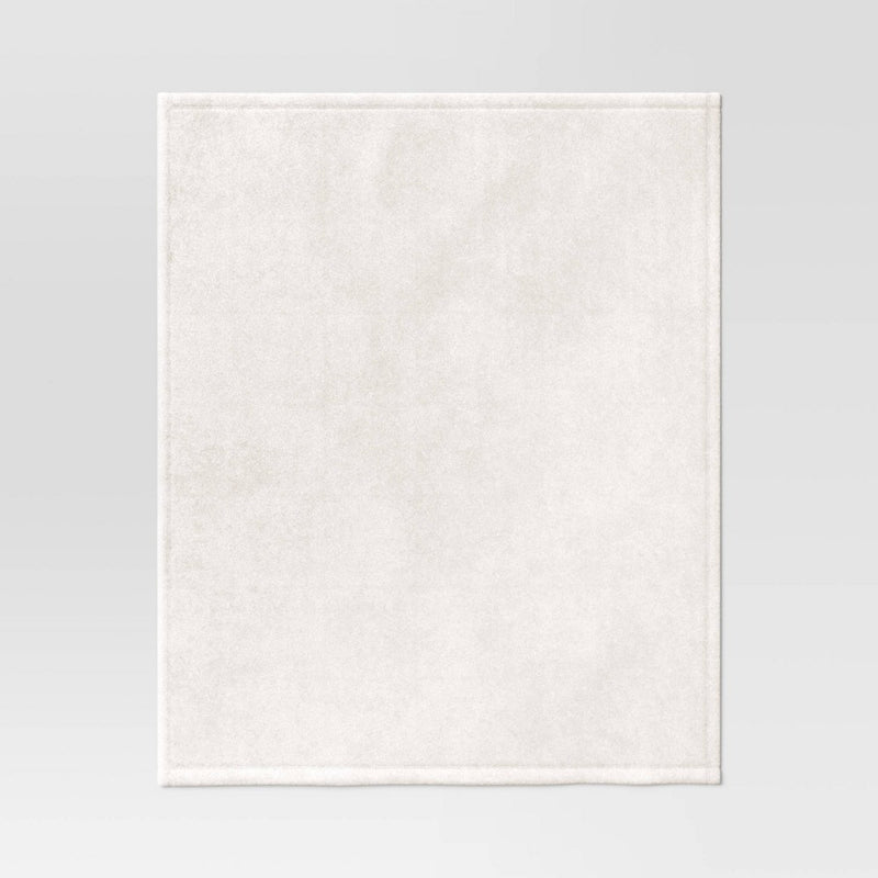 Plush Throw Blanket Ivory - Room Essentials: Midweight, Recycled Polyester, Machine Washable, 50x60"