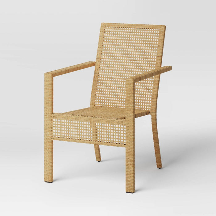 Stacking Steel Outdoor Patio Chairs, Arm Chairs Brown - Threshold: Rust-Resistant, No Assembly Required (LOCAL PICKUP ONLY)