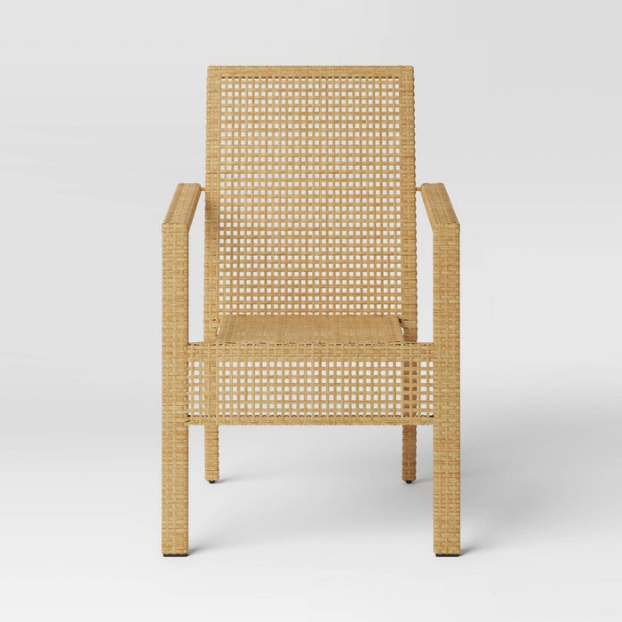 Stacking Steel Outdoor Patio Chairs, Arm Chairs Brown - Threshold: Rust-Resistant, No Assembly Required (LOCAL PICKUP ONLY)