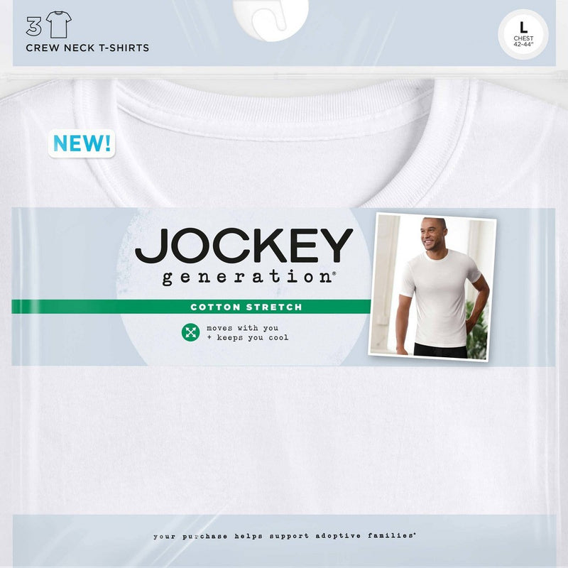 Jockey Generation Men's Cotton Stretch Crewneck 3pk T-Shirt - White S