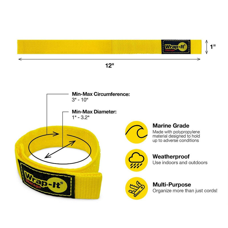 Wrap-It Quick Storage Straps 12" 6pk Yellow LOT OF 3
