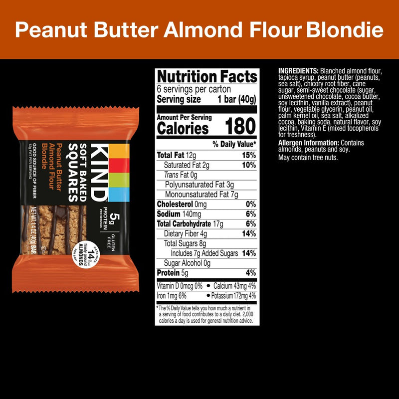 KIND Soft Baked Squares Peanut Butter Almond Flour Blondie - 6ct/8.5oz