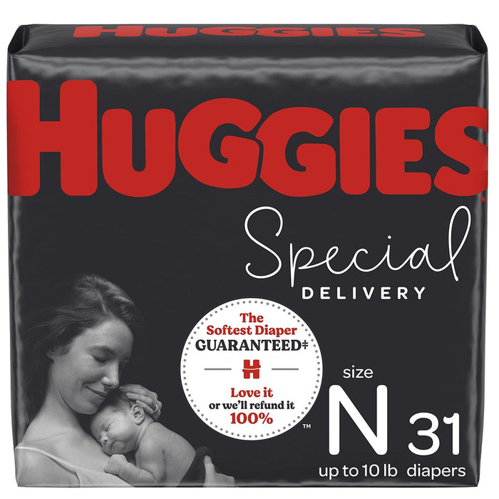Hypoallergenic Newborn Baby Diapers, 31 Ct, Huggies Special Delivery, Softest Diaper, Safe For Sensitive Skin
