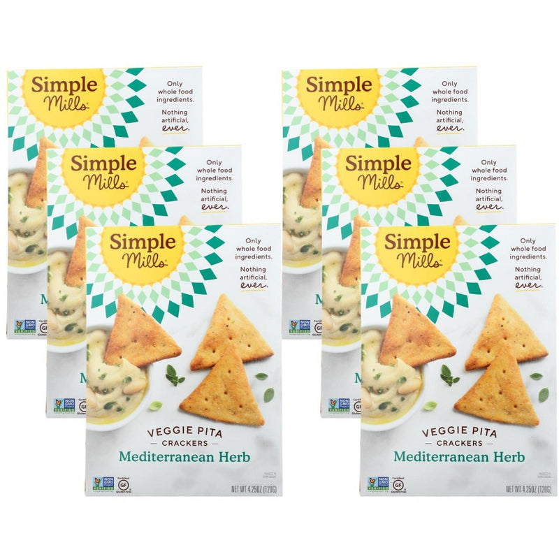 Simple Mills Mediterranean Herb Veggie Flour Pita Crackers - Case of 6/4.25 oz