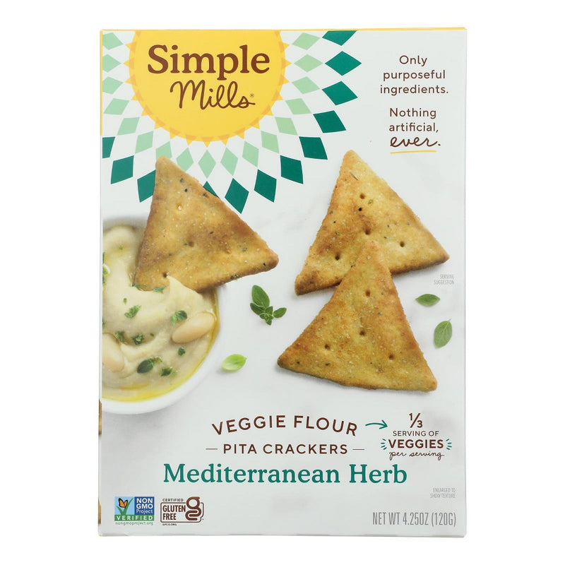 Simple Mills Mediterranean Herb Veggie Flour Pita Crackers - Case of 6/4.25 oz