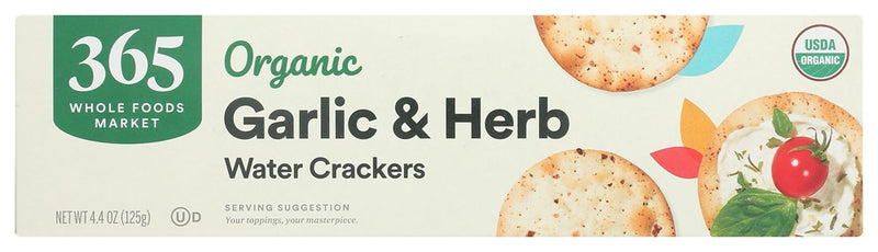 365 By Whole Foods Market, Organic Garlic And Herb Water Crackers, 4.4 Ounce