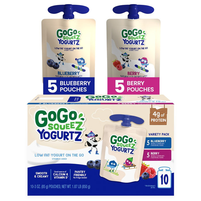 GoGo squeeZ Kids' YogurtZ, Variety Blueberry/Berry - 30oz/10ct