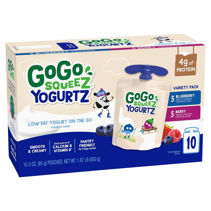 GoGo squeeZ Kids' YogurtZ, Variety Blueberry/Berry - 30oz/10ct