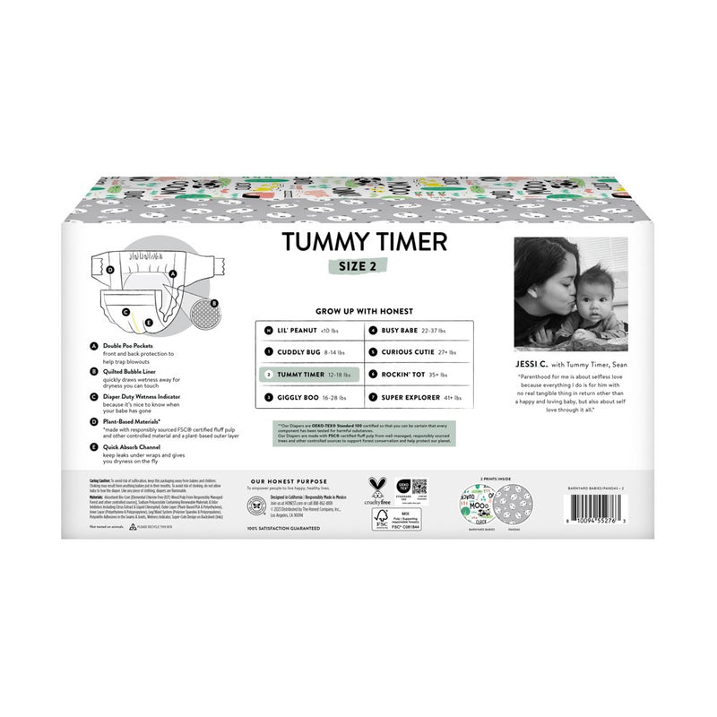 The Honest Company Clean Conscious Disposable Diapers Barnyard Babies & Pandas - Size 2 - 72ct