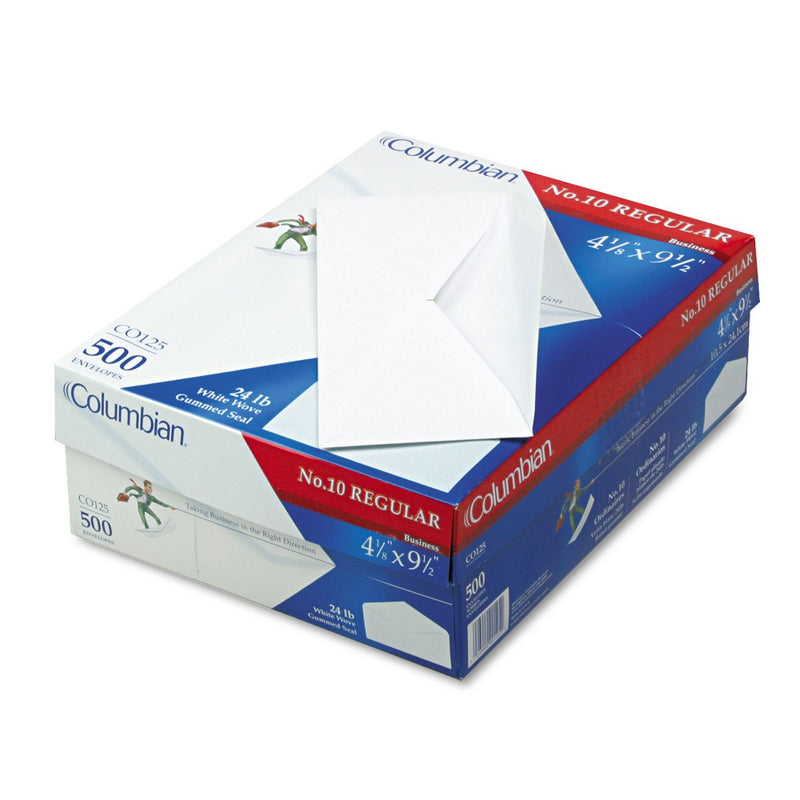 Columbian Gummed Seal Business Envelope #10 4 1/8 x 9 1/2 White 500/Box CO125
