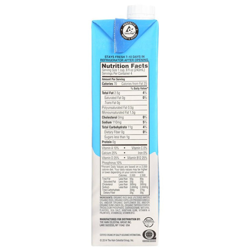 Rice Dream Organic Original Unsweetened Rice Drink - Case of 12/32 oz (LOCAL PICKUP ONLY)