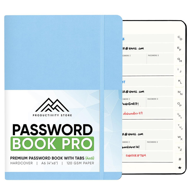 Best Password Book With Alphabetical Tabs | Small Password Book, Organizer & Notebook | Password Keeper To Keep Website Logins & Passwords Safe | Black | Small 4X5.5 | Productivity Store