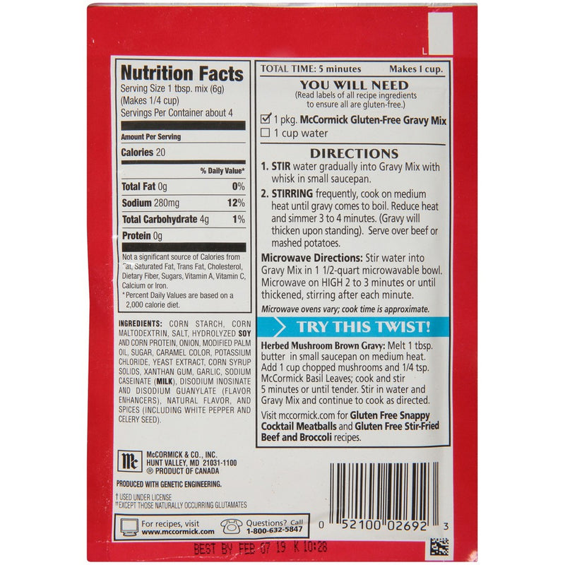 McCormick Gluten Free Brown Gravy Seasoning Mix - 0.88 oz