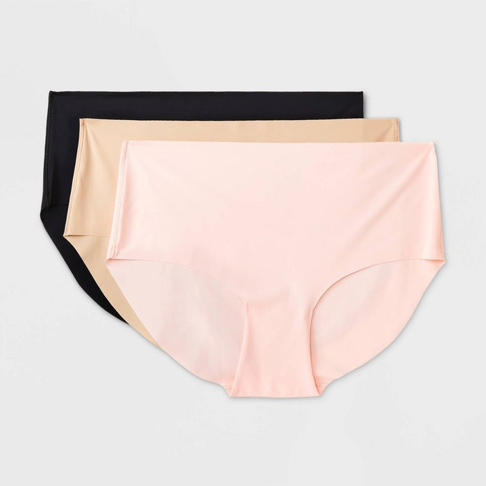 Girls' 3pk No Show Hipster - art class Black/Pink/Beige M