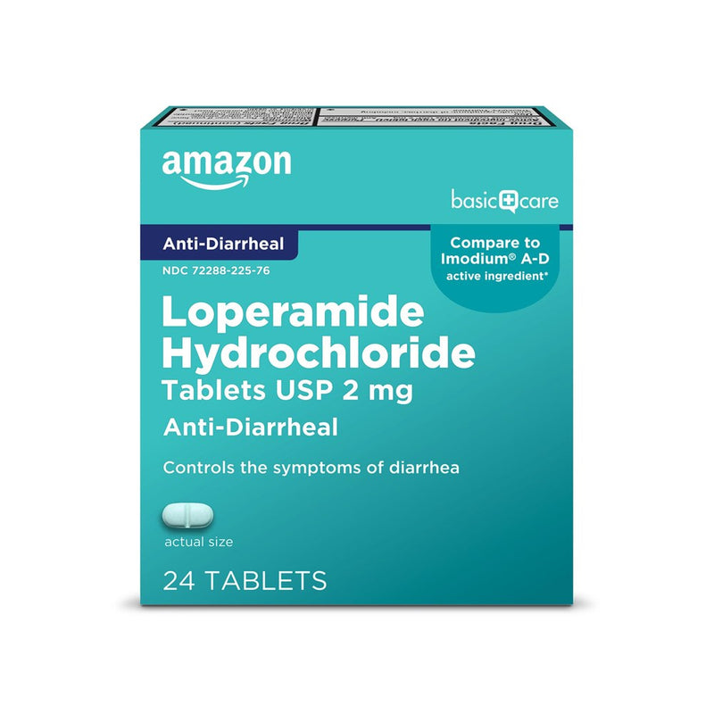 Amazon Basic Care Loperamide Hydrochloride Tablets, 2 Mg, Anti-Diarrheal, 24 Count (Pack Of 1)