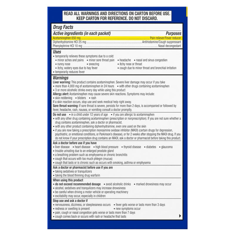 Theraflu Nighttime Severe Cold & Cough Relief Powder - Acetaminophen - Honey Lemon - 6ct
