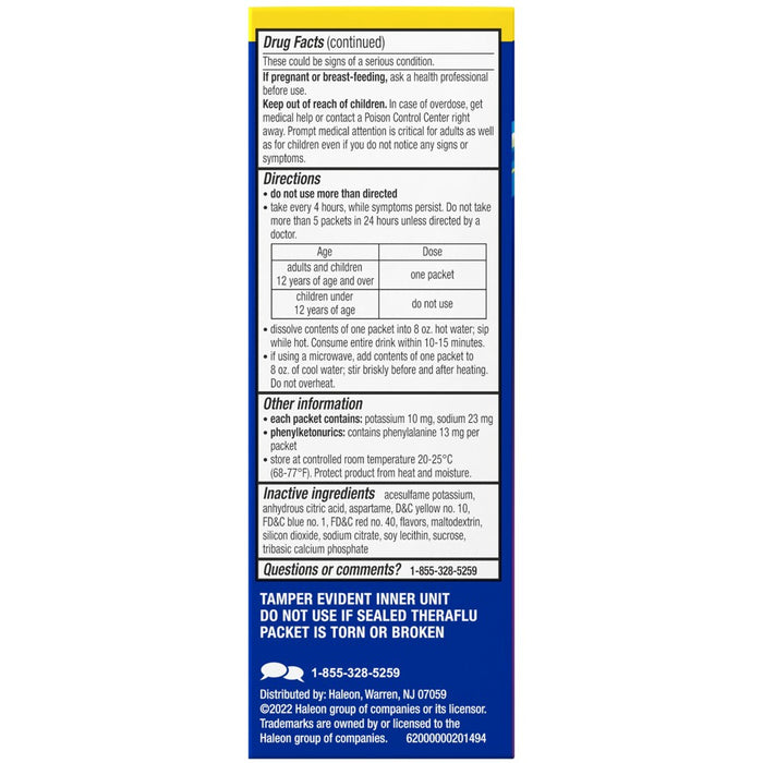 Theraflu Nighttime Severe Cold & Cough Relief Powder - Acetaminophen - Honey Lemon - 6ct