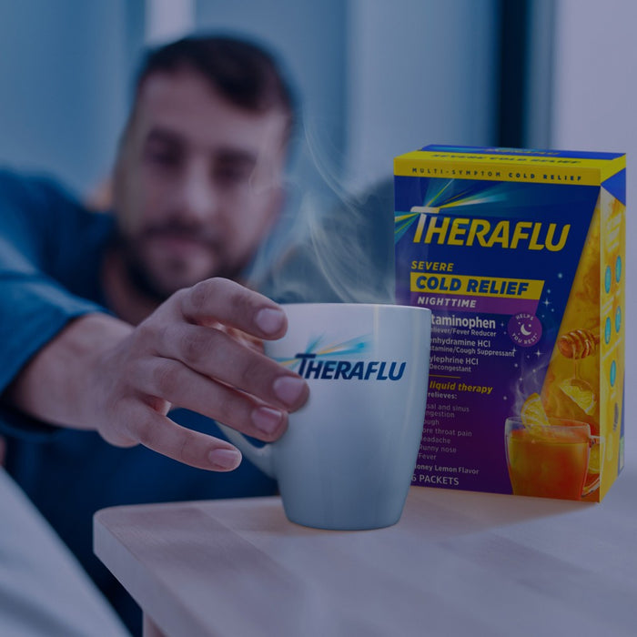Theraflu Nighttime Severe Cold & Cough Relief Powder - Acetaminophen - Honey Lemon - 6ct