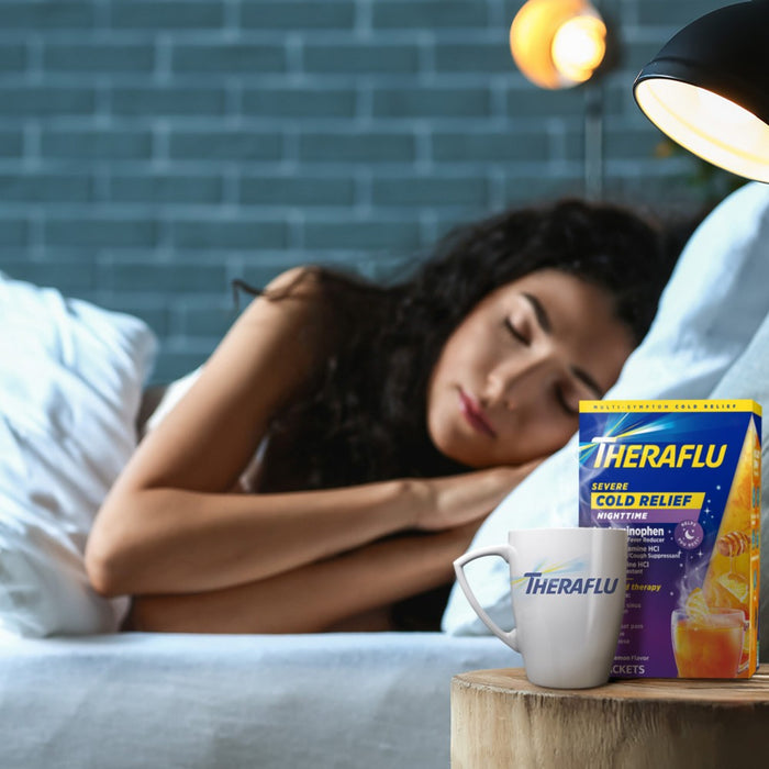Theraflu Nighttime Severe Cold & Cough Relief Powder - Acetaminophen - Honey Lemon - 6ct
