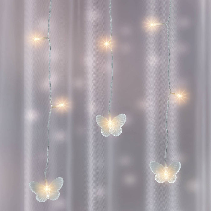 4.5' Butterfly Curtain String Lights Warm White - West & Arrow: USB/Battery, Indoor Novelty Decor, 81 LEDs