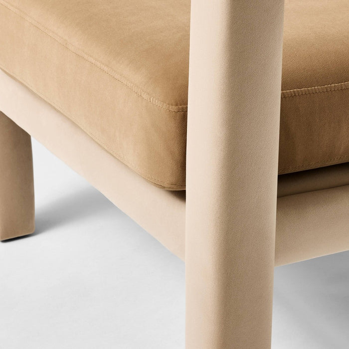 Upholstered Sculptural Accent Chair Brown (Fully Assembled) - Threshold designed with Studio McGee: Polyester, Hardwood Frame (LOCAL PICKUP ONLY)