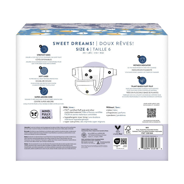 The Honest Company Clean Conscious Disposable Overnight Diapers Cozy Cloud + Star Signs - Size 6 - 34ct