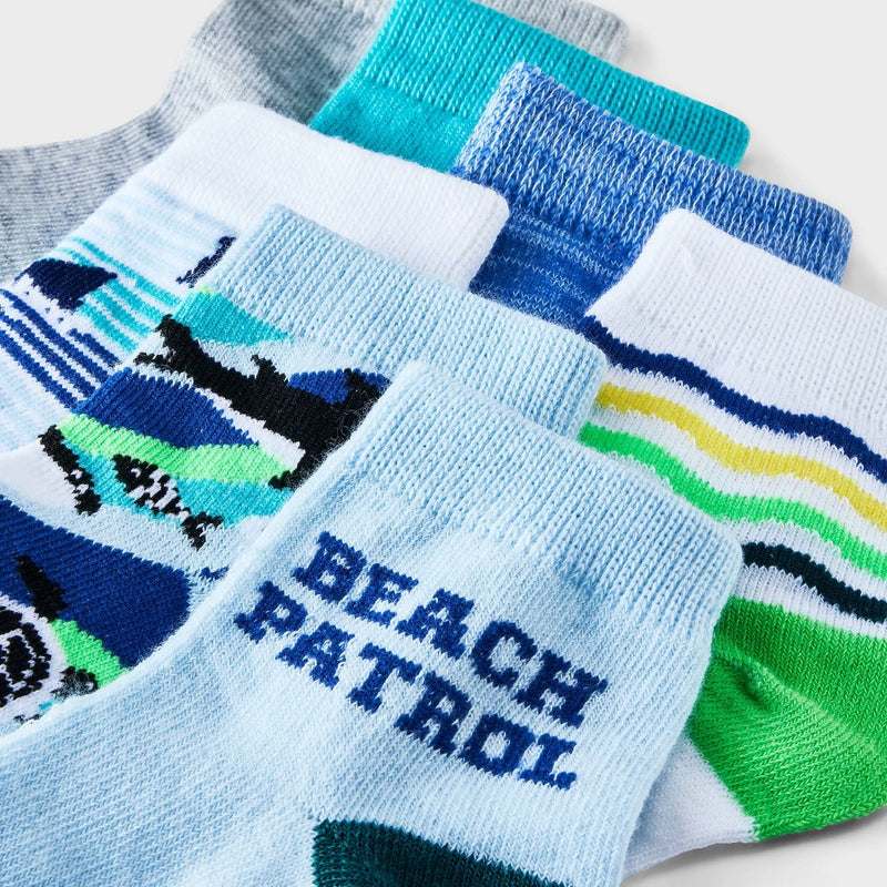 Boys' 7pk Ankle Shark Socks - Cat & Jack Blue L