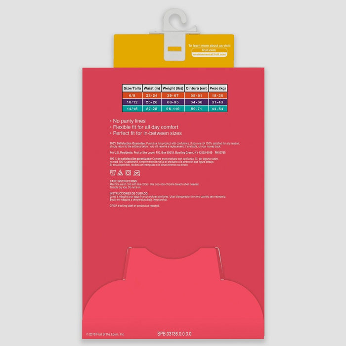 Fruit of the Loom Girls' 6pk Seamless Briefs - Colors May Vary 14-16