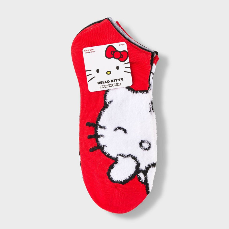 Women's Hello Kitty 6pk Low Cut Socks - Red/Black/Heather Gray 4-10