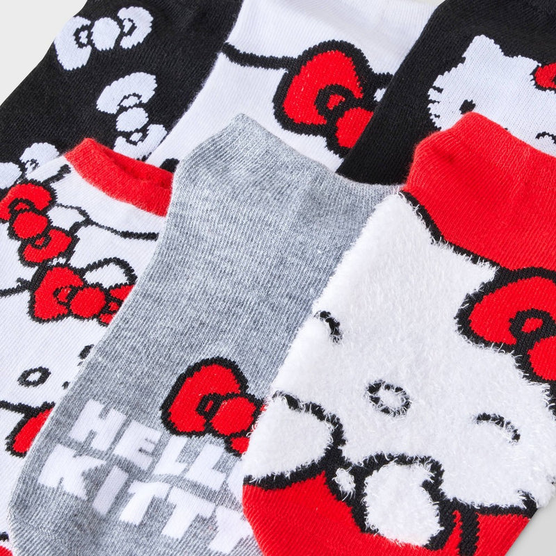 Women's Hello Kitty 6pk Low Cut Socks - Red/Black/Heather Gray 4-10