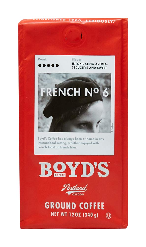 Boyd's Coffee French No. 6 Coffee –Ground Dark Roast– Blended From 100% Arabica – Rich & Full-Flavored – 12 Oz.