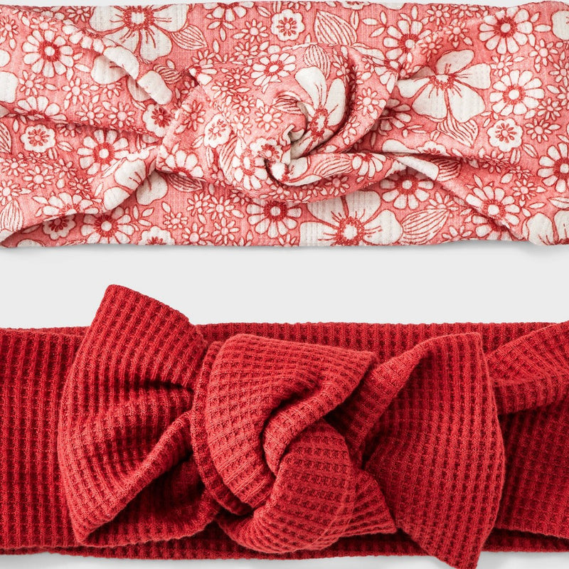 Baby 2pk Headband Set - Cat & Jack Coral/Burgundy