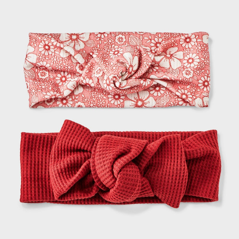 Baby 2pk Headband Set - Cat & Jack Coral/Burgundy