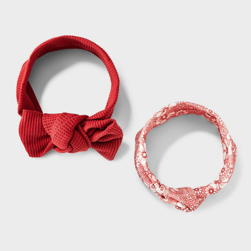 Baby 2pk Headband Set - Cat & Jack Coral/Burgundy