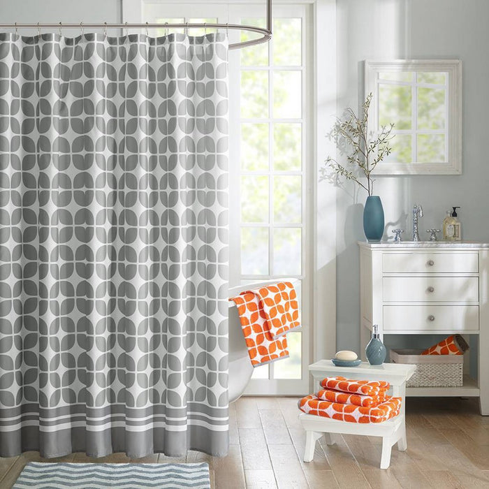 6pc Cotton Jacquard Bath Towel Set Orange: Intelligent Design, Geometric Pattern, Midweight, OEKO-TEX Certified