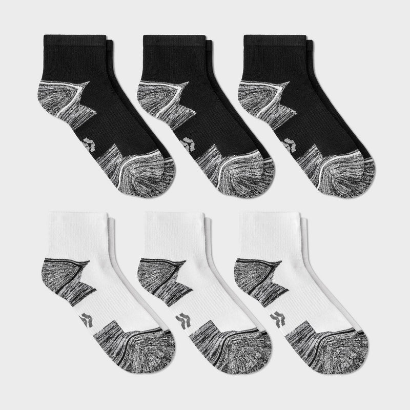 Boys' 6pk Ankle Socks - All In Motion White/Black M