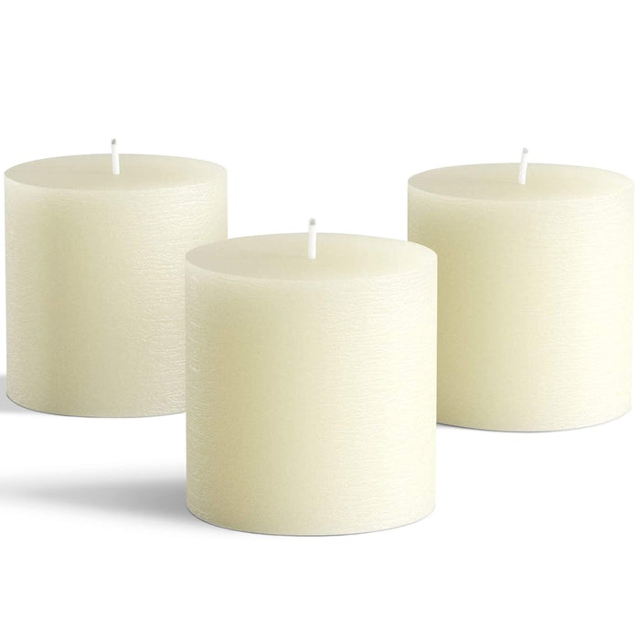 Melt Candle Pillar Candles, 3 Pack - Unscented Candles For Home, Church, Weddings, & More - 3" X 3", Ivory