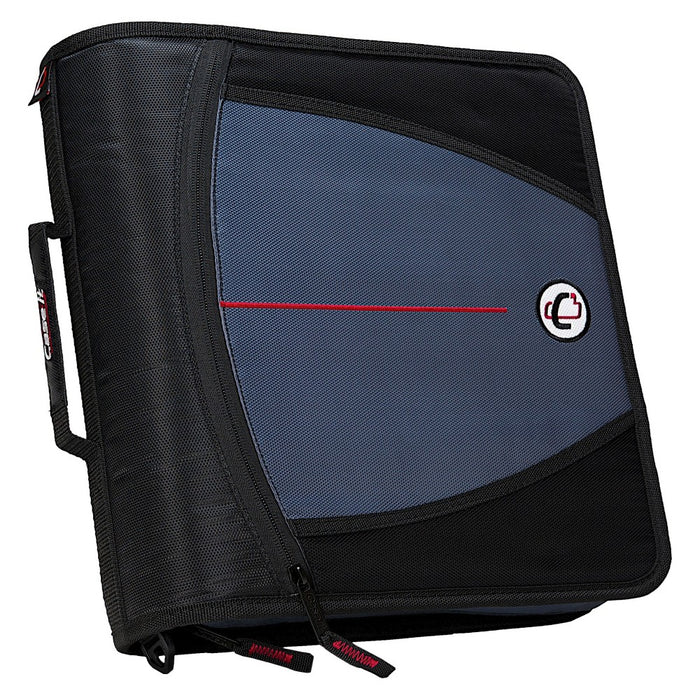 Case-it 3" Nylon Round Ring Zip Binder with Internal/External Pockets Black