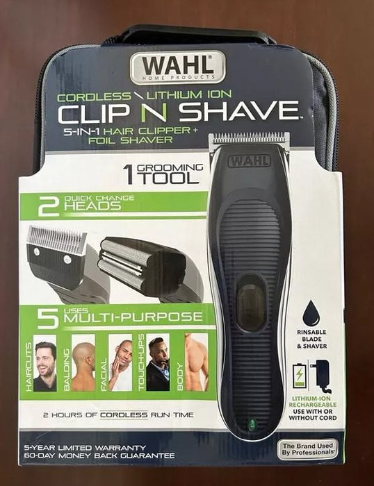 Wahl Clip & Shave 2 in 1 Cordless Rechargeable Hair Clipper and Electric Shaver for Men for Head, Face & Body