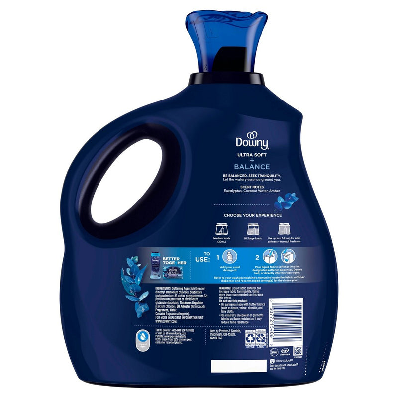 Downy Ultra Soft + Balance Crisp Rain & Blue Eucalyptus Liquid Fabric Softener - 93 fl oz